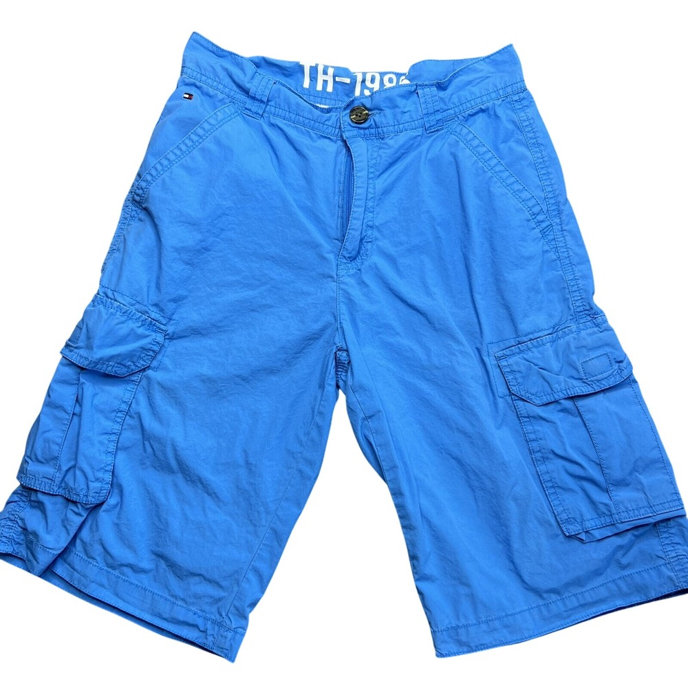 Tommy Hilfiger Boys Blue Cargo Shorts Size 16 Cotton Utility TH-1985